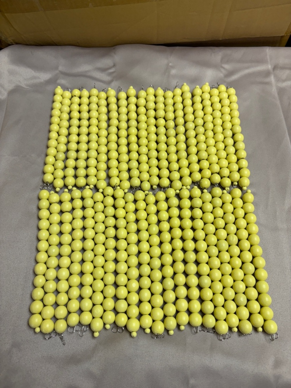 Yellow Colored Wooden Bead Strands - Bundle of 40
